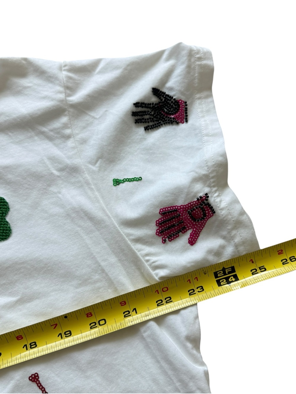 Queen of Sparkles Scatter Golf Icon Sequin Tee White Pink Oversized Shirt Size L - Picture 11 of 13